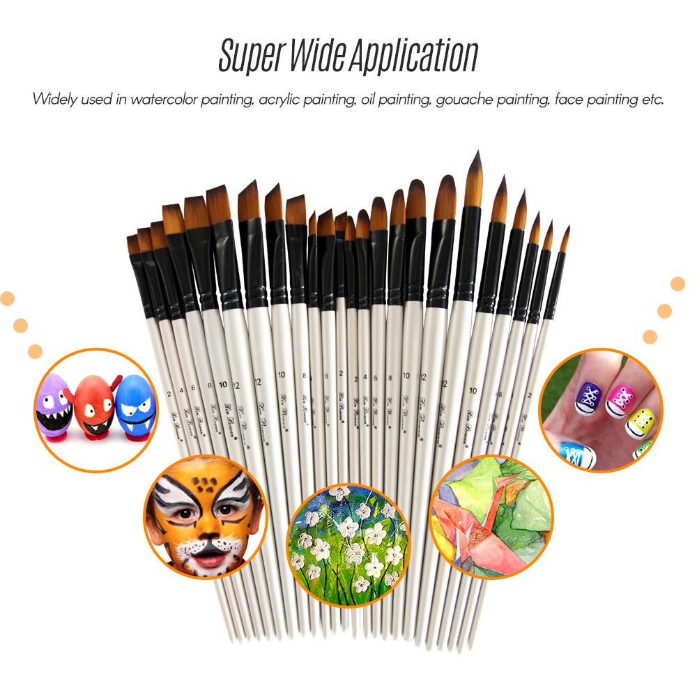 6pcs Filbert Paint Brushes Paintbrush Set Nylon Hair Paint Brush Set for Acrylic Oil Watercolor Painting Artist Professional Painting Kits Pearl Whit