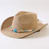 Beliebter europäischer und amerikanischer klassischer Strohgeflecht Western-Cowboyhut für Herren und Damen Outdoor-Mode OL-Stil Geflochtener Zylinder