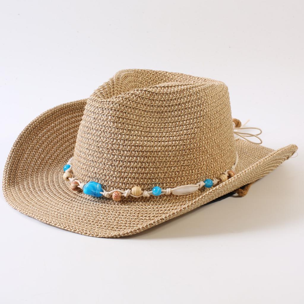Beliebter europäischer und amerikanischer klassischer Strohgeflecht Western-Cowboyhut für Herren und Damen Outdoor-Mode OL-Stil Geflochtener Zylinder