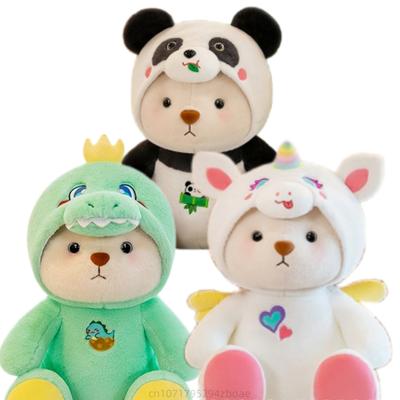 High Quality Creative Animal Bear Transform Unicorn Crocodile Panda Plush Doll Pillow Christmas Gift for Boys and Girls