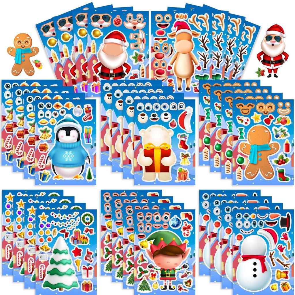 Adorable Cartoon Santa Claus Interactive Puzzle Diy Face Stickers For Kids Fun