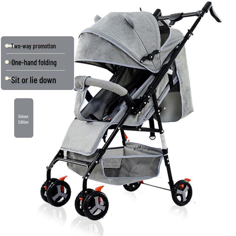 Multifunctional Lightweight Foldable Baby Stroller with High Landscape Design