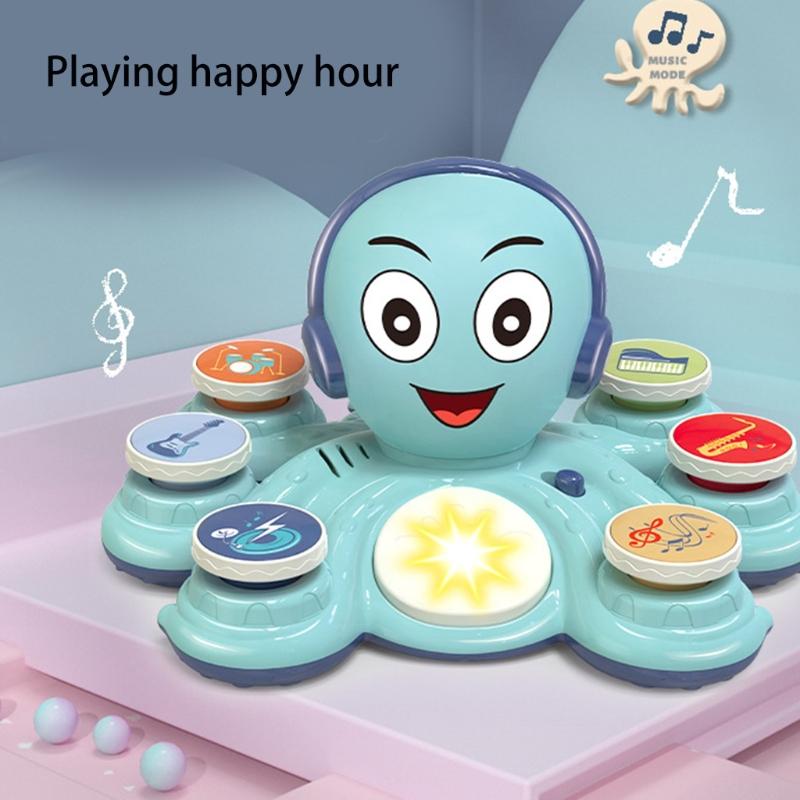 Children’s Sound Toy Electric 3-in-1 Multifunctional Baby Drum Pounding Toy with 28 Music & Light Kids Educational Toy