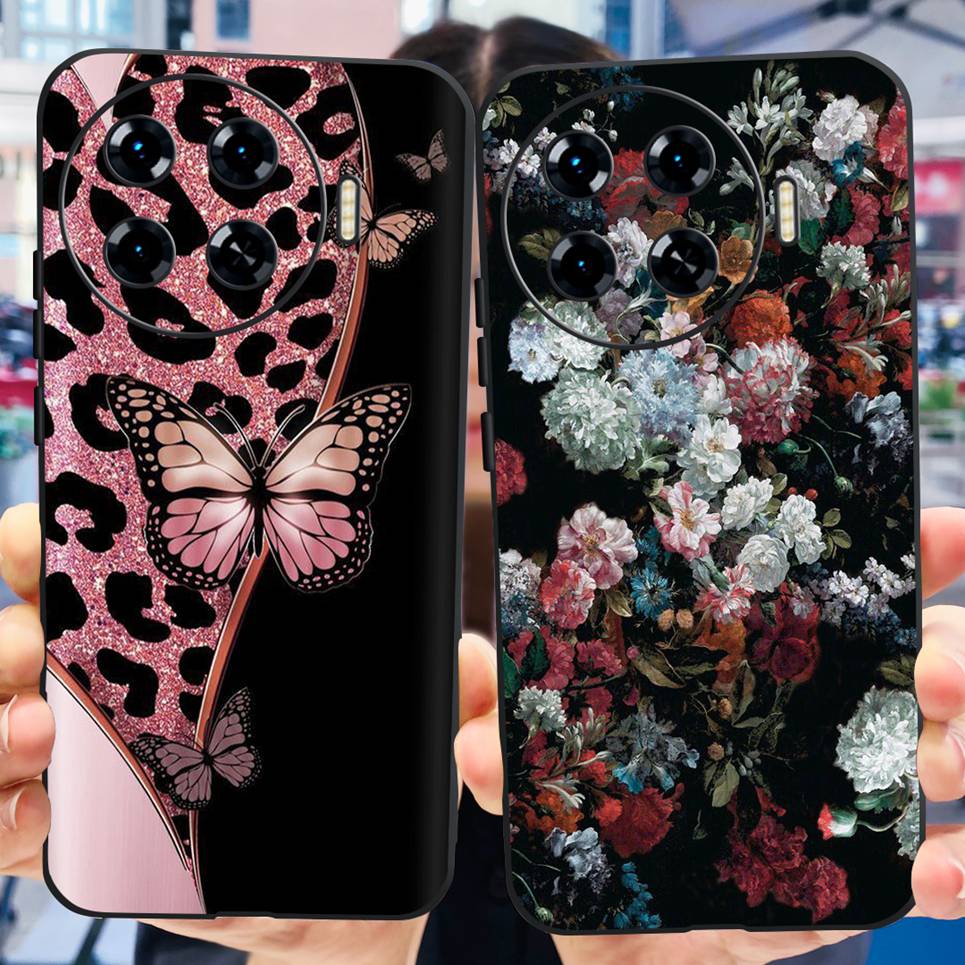 For Tecno Spark 20 Pro Plus Spark 20c 20Pro Phone Case Rose Flower Butterfly Stylish Fashion Soft Matte TPU Silicone Back Cover