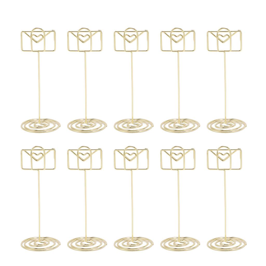 10PCS Table Number Holders Envelope Shape Metal Card Clips for Photo Menu Place Cards Restaurant Wed