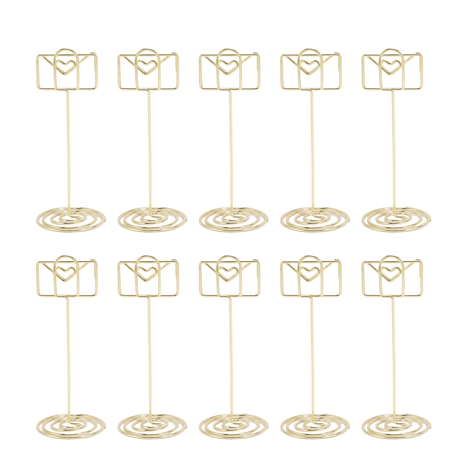 

10PCS Table Number Holders Envelope Shape Metal Card Clips for Photo Menu Place Cards Restaurant Wed Golden