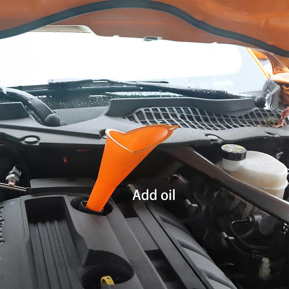 Stem Funnel For Car Engine Oil Fuel Filling Plastic Tool Motorcycle Anti Splash Long Oil Funnel Auto Accessories
