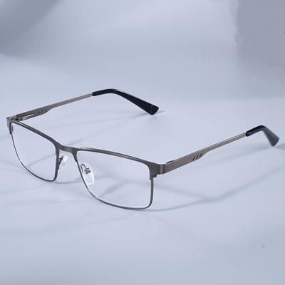 Men Square Metal Large Frame Reading Spring Hinge Presbyopia Glasses Blue Light Blocking Eye Protection Eyeglasses +75+125+175+4