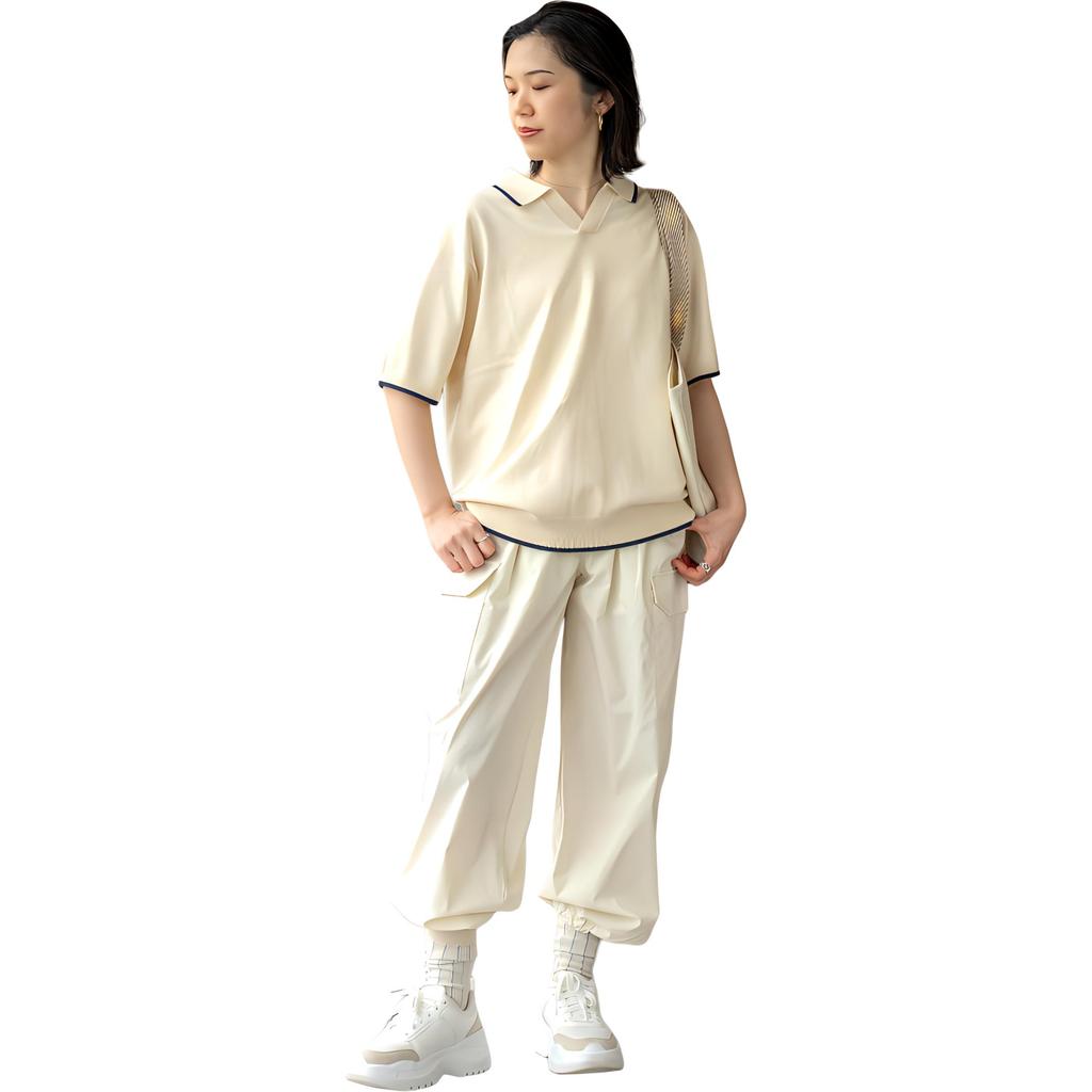 UNIQLO JW Anderson Collaboration Color Block Polo Shirt Men tops Beige 464858-30