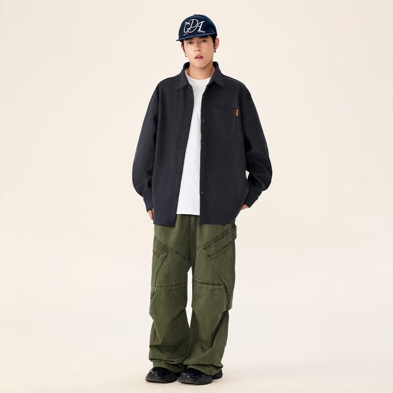 MINISO Men's American Style Fleece-Lined Corduroy Shirt Jacket