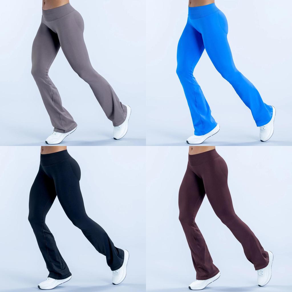 Yoga Micro-Schlaghosen für Damen aus Nylon-Stoff Weiter Bein Dehnbar Sportbekleidung zum Laufen und Fitness