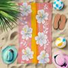 Ultra-Fine Fiber Beach Bath Towel Plush White Hibiscus Flower Palm Leaf Design on Peach Coral Pink Mustard Yellow Quick-Dry