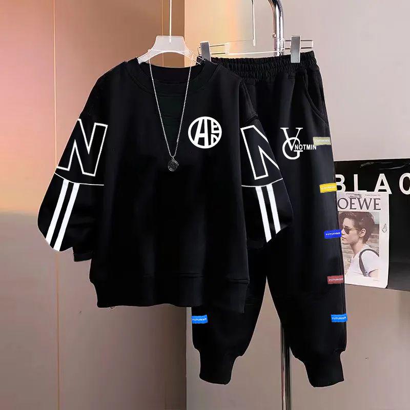 Teen Boy Handsome Hoodie and Sweatpants Set - Junior High Long Sleeve Autumn/Winter Outfit for Big & Tall Boys Age 15