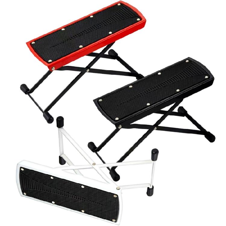 Steel Reinforced Guitar Foot Stool 6 Adjustable Positions Foldable Frame Slip Resistant Rubber Base For Enhanced Comfort