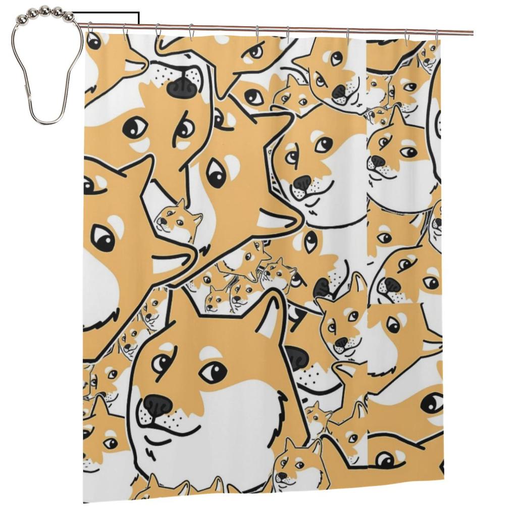 Doge Shiba Inu Memes Duschvorhang Badezimmer Polyester Wasserdicht Badezimmer Vorhänge Mit Haken