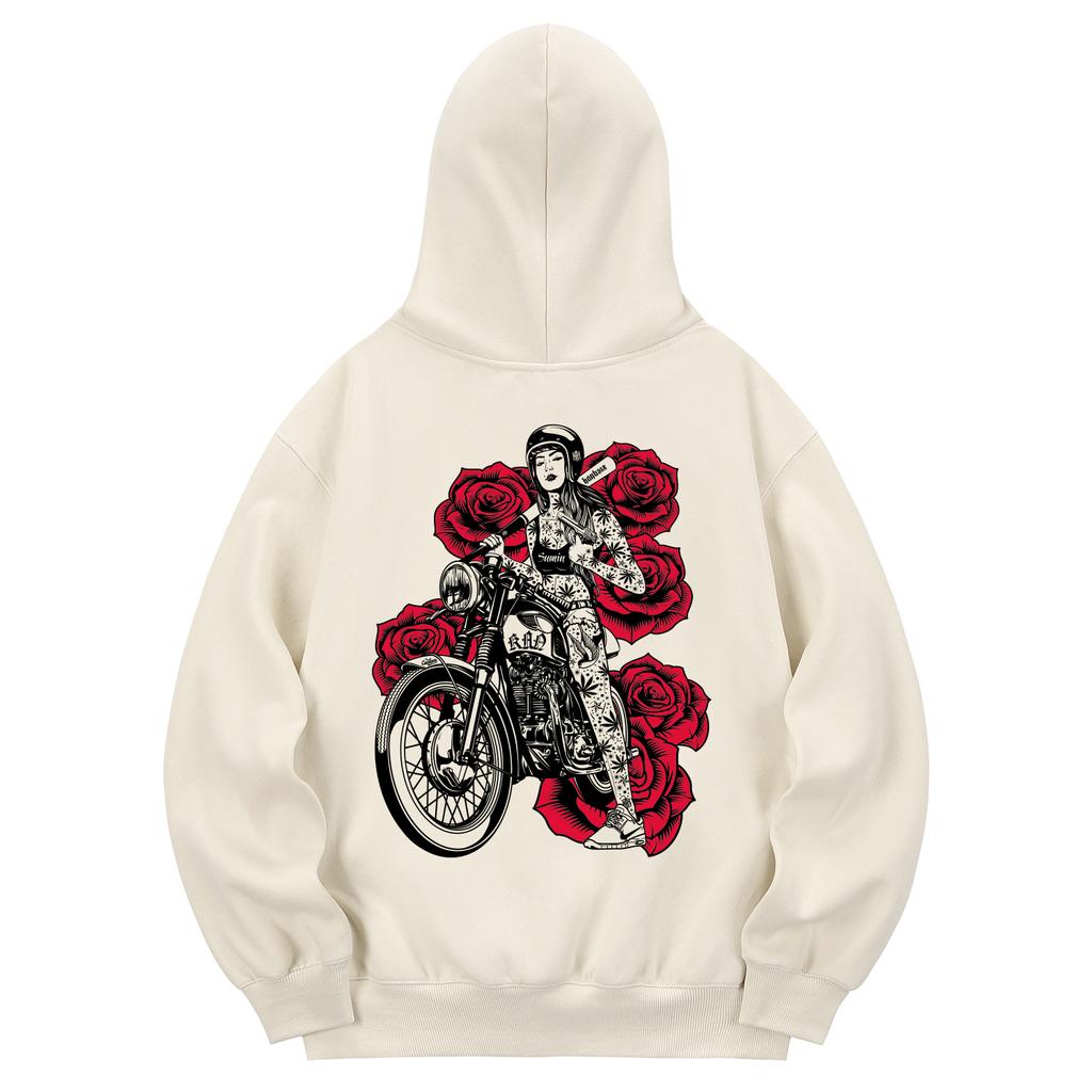 Khc0151 Chicano Girls Bike Fleece Hoodie - Cream
