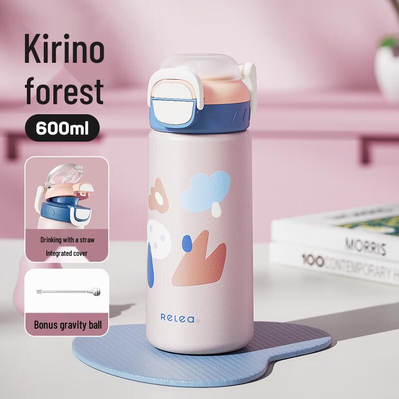 RELEA Children s Dual-Drink Straw Thermos Cup