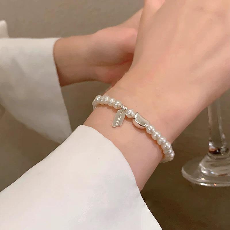 Bracelet Perle Irregulière Forme Spéciale Française Bracelet Femmes Niche Luxe Léger Exquis Doré Demi-Bracelet Bracelet Accessoires