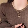Retro Sunflower Tiger Eye Stone Necklace Layered with Sweater Chain, Winter and Autumn Collar Chain