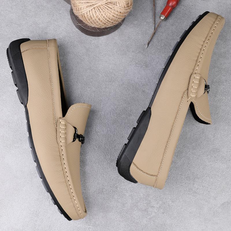 Fashion New Arrival Mens Leather Loafers Non Slip Walking Flats Breathable Outdoor Slip On Casual Shoes Male Work Office Driving Shoes