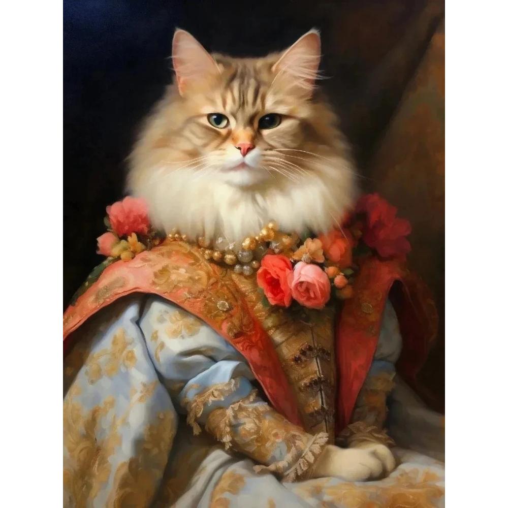 Vintage Palace Aristocrat Gorgeous Costume Animal Tiger Lion Rabbit Art Poster Canvas Paintings Wall Art HD Pictures Home Decor