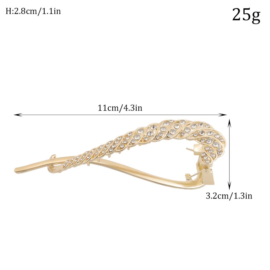 1/2pcsHigh-end rhinestone hairpin hair ornament, female twist clip hairpin, temperament, frog buckle, word clip headdress