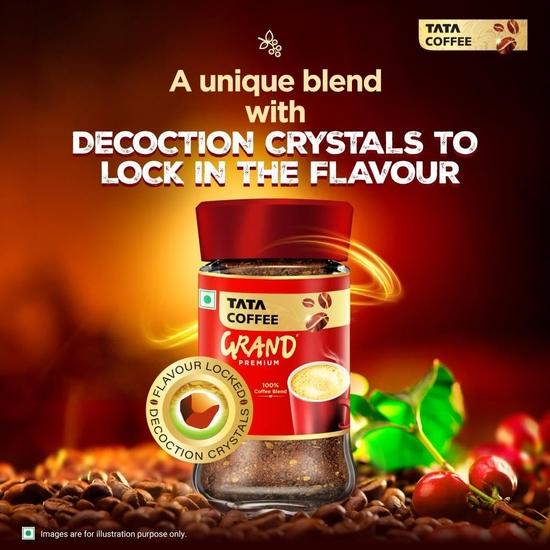 Tata Premium Instant Coffee, 45g Jar, 100% Pure Coffee, With Flavour Locked Decoction Crystals, Rich Aroma & Great Taste