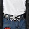 Studded Belt Skull Bone Skeleton Buckle Bling Bling Glitter Belt Hip Hop 110cm Black [Lamerry] Men's Women's