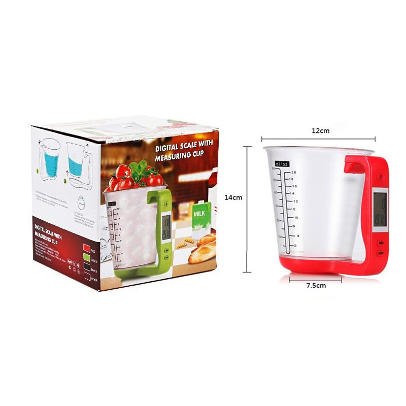 1pc Kitchen Scales with LCD Display 1000g/1g Measuring Cup Kitchen Mixing Bowl Temperature Measurement Cups Kitchen Baking Tools