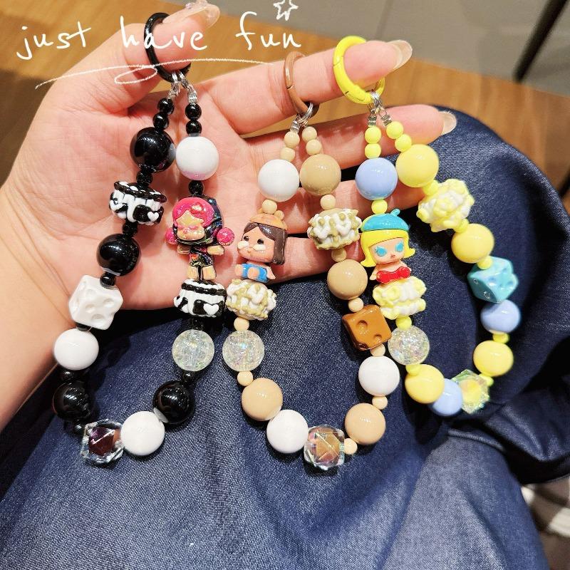 Hand-painted Beaded Cartoon Doll Mobile Phone Chain Mobile Phone Pendant Back Clip Blind Box Key Chain Pendant