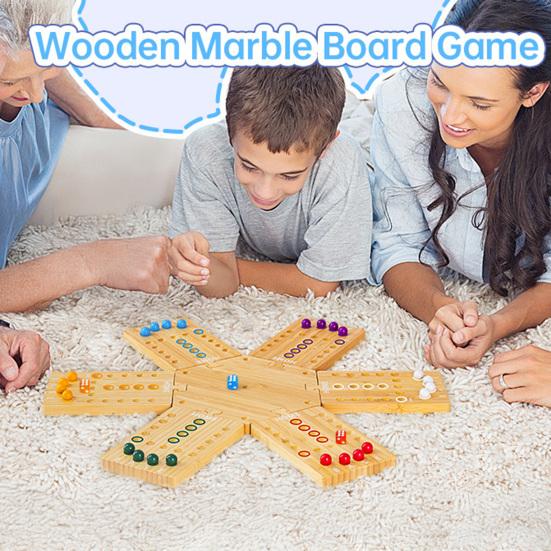 Marble Board Game Kit Eco-friendly Compact Portable Easy to Use Classic Strategy Wooden Board Game Entertainment Tool