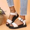 Women's Leather Sandals One-word Belt Buckle Roman Shoes Ladies Open Toe Flat Sandal Shoes Beach Holiday Sandals Sandalias