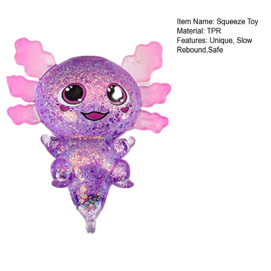 Glittery Salamander Squeeze Toy Soft Slow Rebound Stress Relief Fidget with Transparent Glitter Cute Decompression Gift
