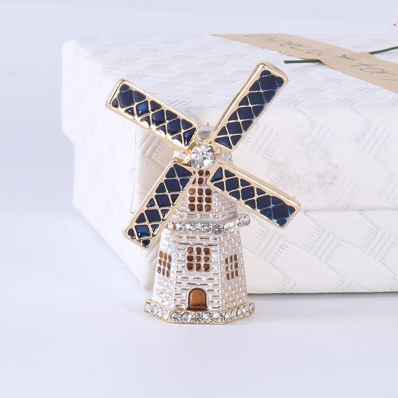Fashion Creative Drip Lighthouse Windmill Brooch, Elegant Temperament, Popular Women'S Pin