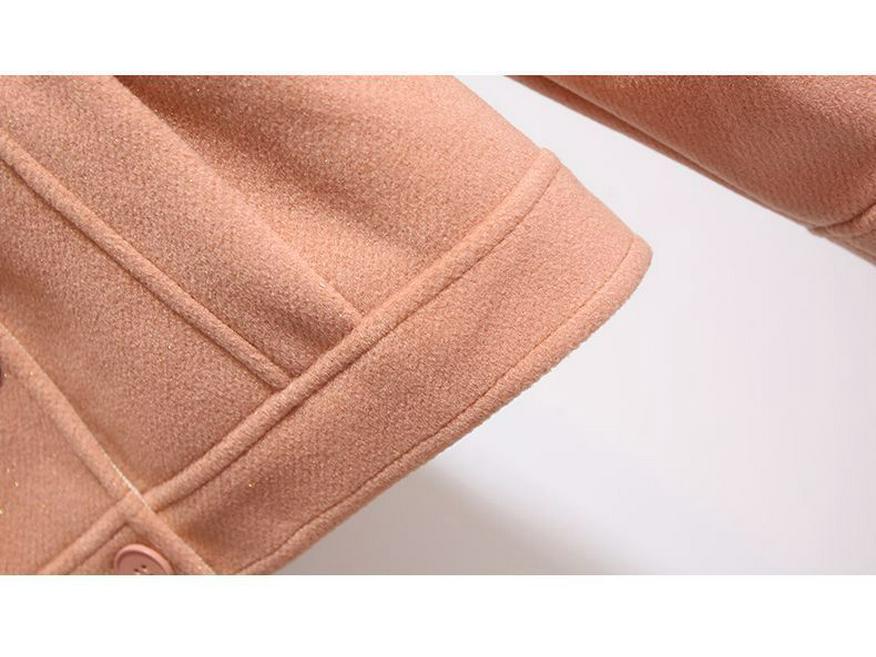 Kurze Damen-Wolljacke mit Ohrenschützern - Koreanischer Stil, Lockere Passform für Frühling und Herbst