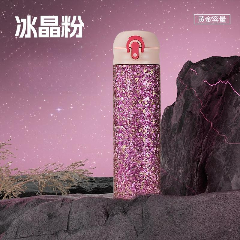 

Цвет ледяного кристалла Прыгающая Долгодействующая Термокружка Охлаждающие Кружки Разделение чая и воды Титановая Бутылка Кружка для Кофе Сока Холодных Напитков 350ml розовый