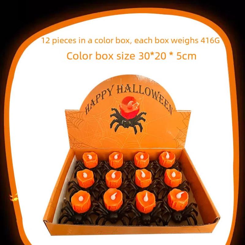 LED Electronic Glowing Spider Candle Lamp Halloween Spooky Decor Party Atmosphere Enhancer Festive Ornament Photography Props