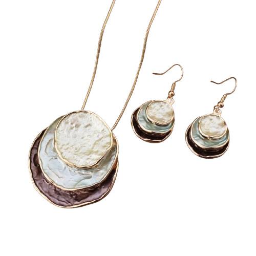 Grenzüberschreitendes Explosions-Emaille Dreischichtiger Ring Hohl-Anhänger Ohrringe Set Böhmisches Damen Schmuckset