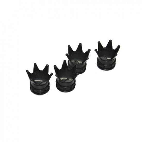 4x Crown Black Car Tire Air Valve Stem Screw Caps Cover Wheel Rims Accessories
