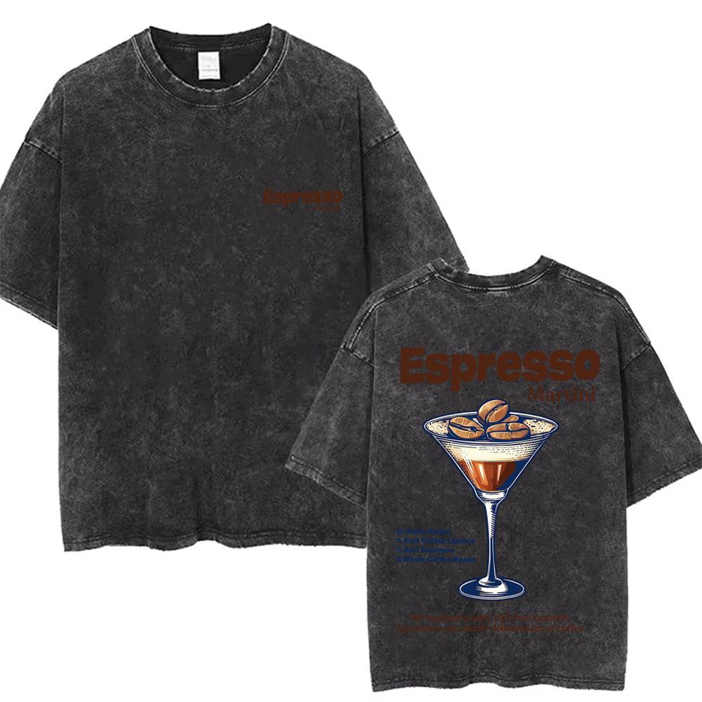 Washed Vintage Negroni Please Cocktail Funny Meme T Shirts Men Women Cotton Oversized Tshirts Male Casual Short Sleeve Tshirt