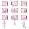 Fashion Zircon Pink Butterfly Star Bow Flower Rabbit Italian Charm Links Fit 9MM Stainless Steel Bracelet Women DIY Making Gift