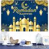 Eid Mubarak Backdrop Moon Star Castle Banner Ramadan Decorations Banner for Home Islamic Muslim Party Supplies Eid Al-fitr Gifts