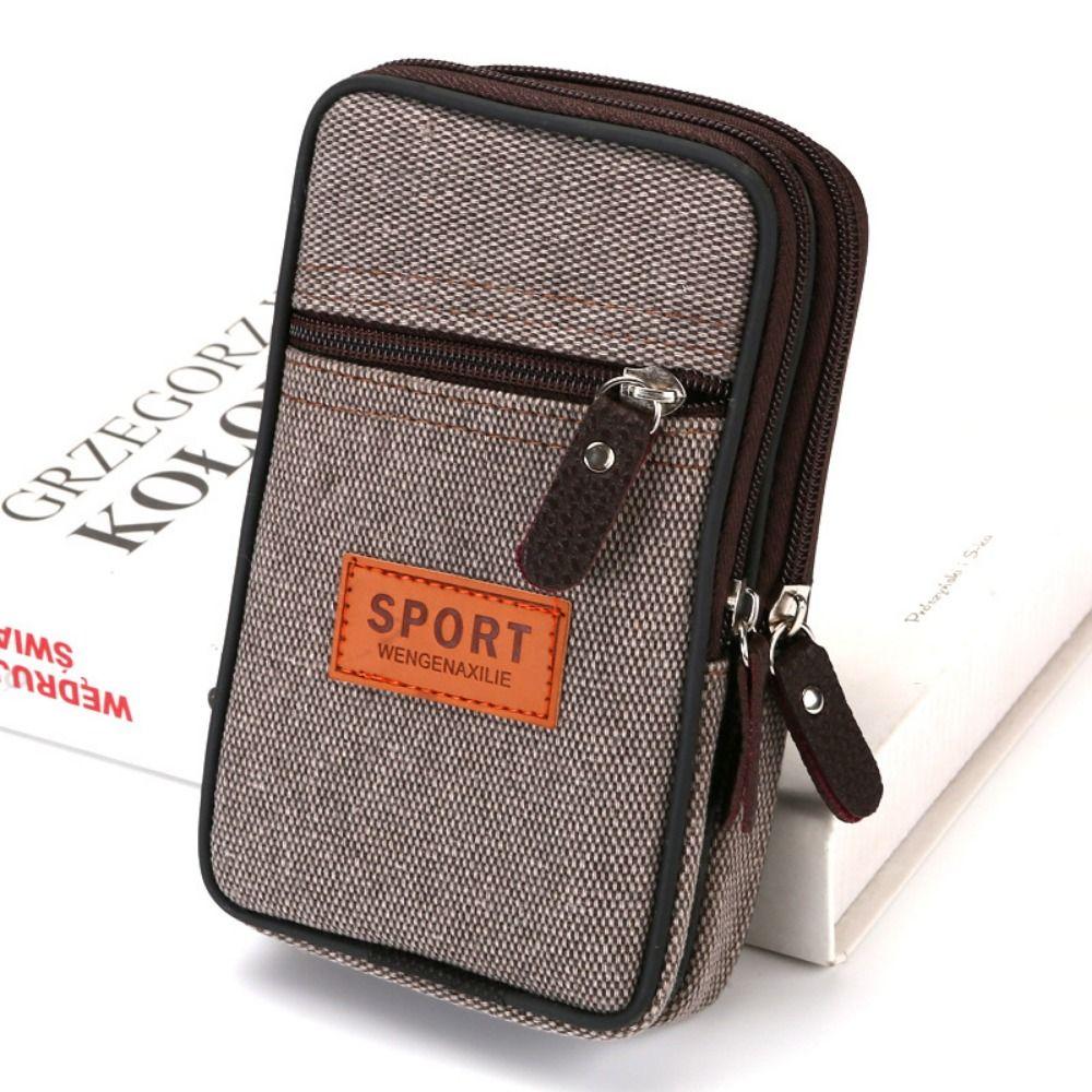 Nylon Colth Mobile Phone Bags Horizontal Style Mobile Phone Purse Belt Waist Bag  Outdoor