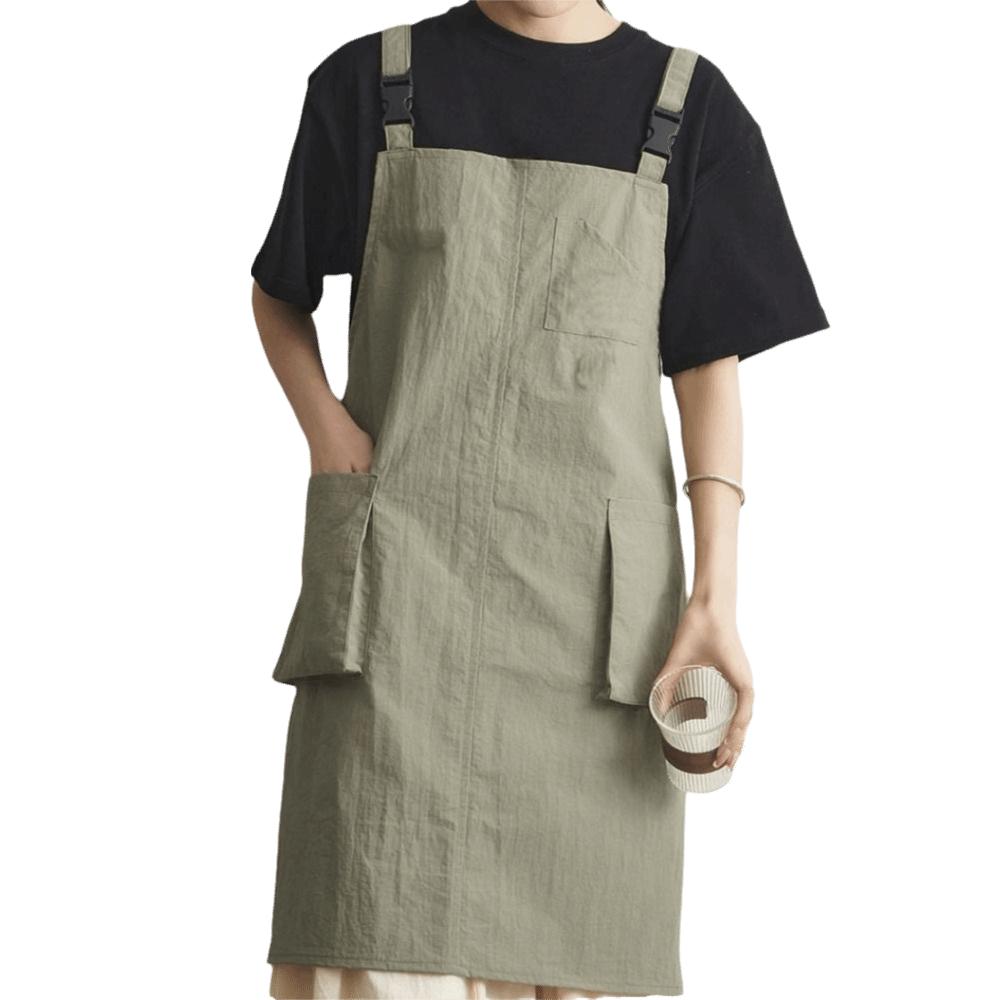 Fashion polyester Work Apron Waterproof Anti-fouling Japanese Apron with Pockets Oil-proof Kitchen Apron Unisex