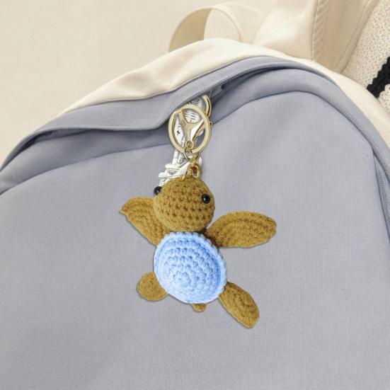 Knitted Turtle Keychain Exquisite Yarn Crochet Compact Size Portable Keyring Cartoon Style Mini Turtle Keychain