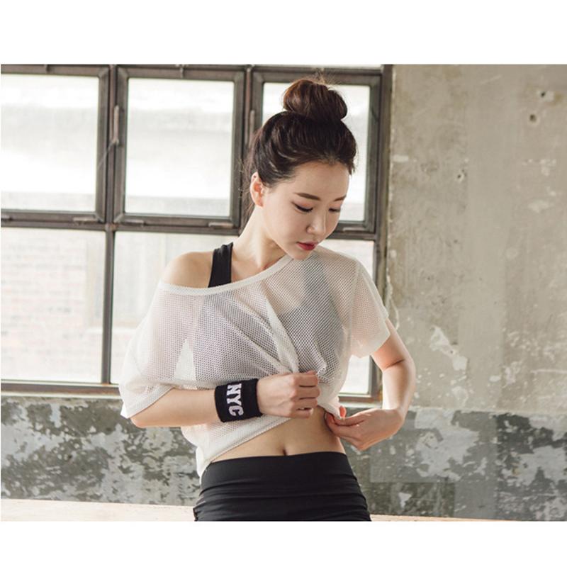Women Sexy Mesh Yoga Shirt Quick Dry Sport Fitness Female Running Shirt Gym Clothes Tank Top Workout Exercises T-Shirt Sportwear