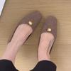 New Flats Women Shoes Elegant Square Toe Pearl Buckle Pumps Comfortable Loafers Soft Soles Slip-on Casual Shoes Lady Work Shoes