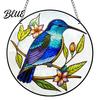 Exquisite Floral Bird Motif Colorful Hummingbird Wall Hanging Decoration, Stained Acrylic Suncatcher for Window Easy Install Pendant Decor, Decorative