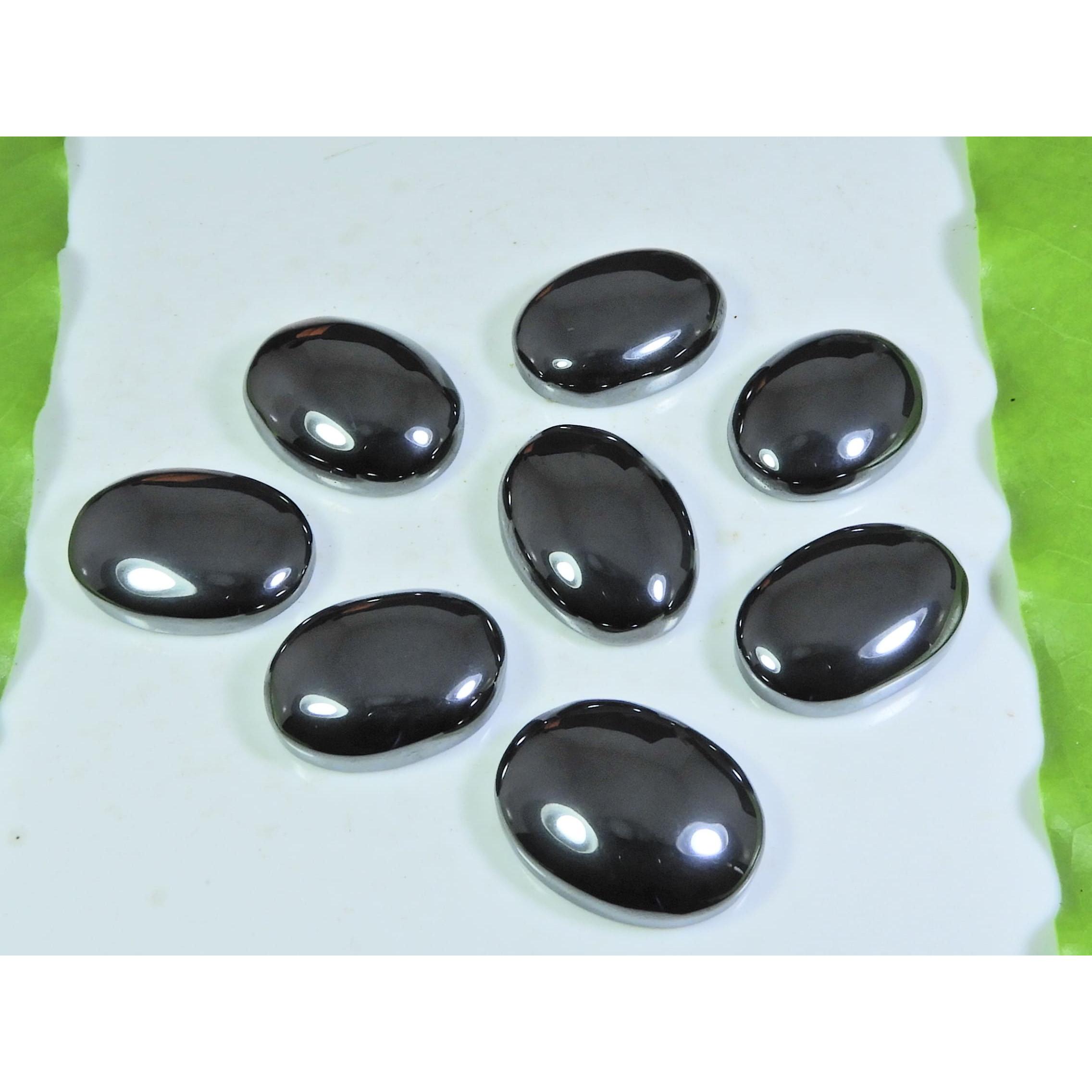 

340Cts. Натуральный гематит овальный кабошон рассыпной драгоценный камень лот 8 шт. 15X22-18X23 мм A-295