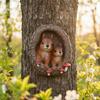 Squirrels In Tree Hollow Statue WeatherResistant Squirrel Peeker HandPainted Resin